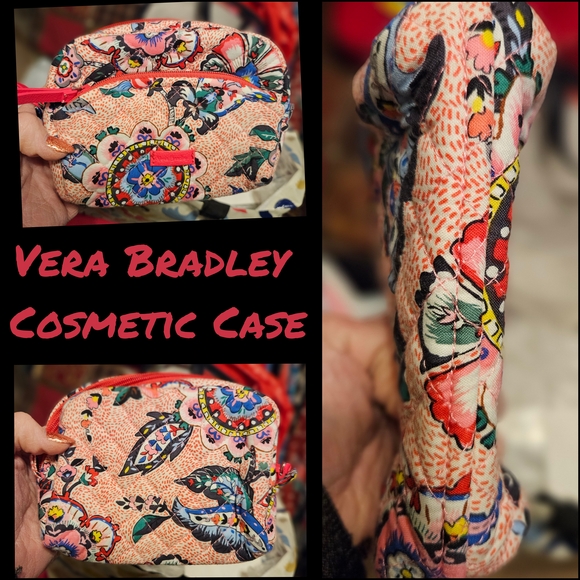 Vera Bradley Handbags - #650 Vera Bradley Red, Coral and Floral Cosmetic Case
